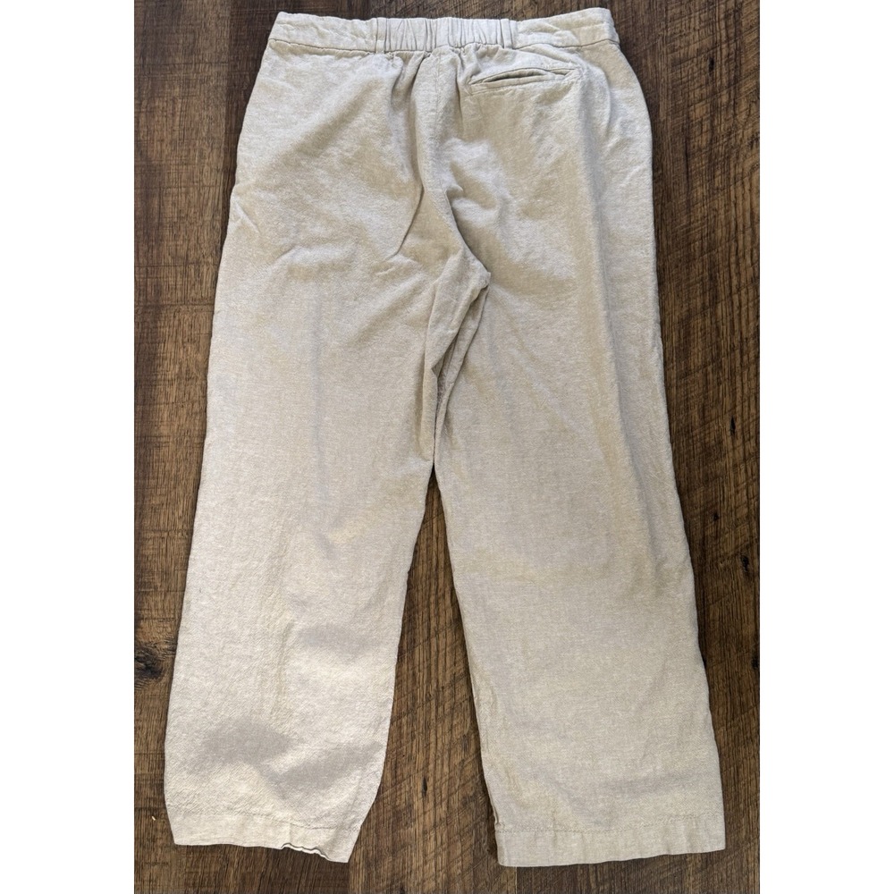 Old Navy Taylor Wide Leg Trouser Women L Extra High Rise Linen Blend Oatmeal - Picture 2 of 8